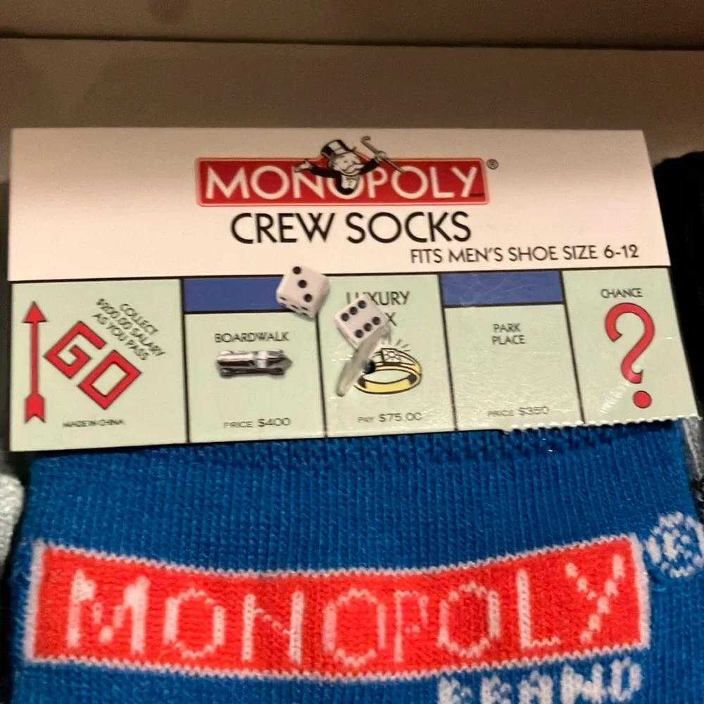 Hasbro Monopoly Black and Blue Casual Socks Set‎ of Three Pair